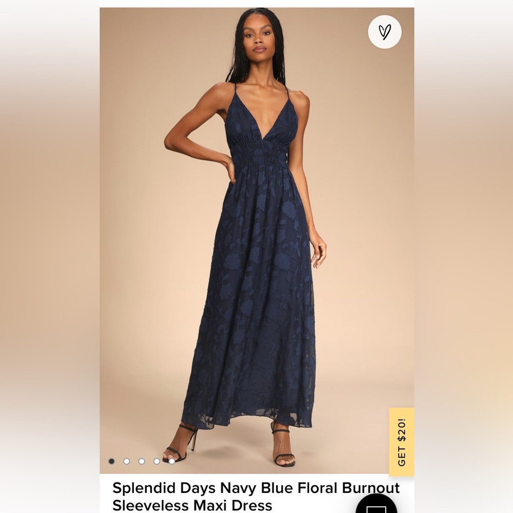 Lulus burnout navy maxi dress. Worn once! Size S